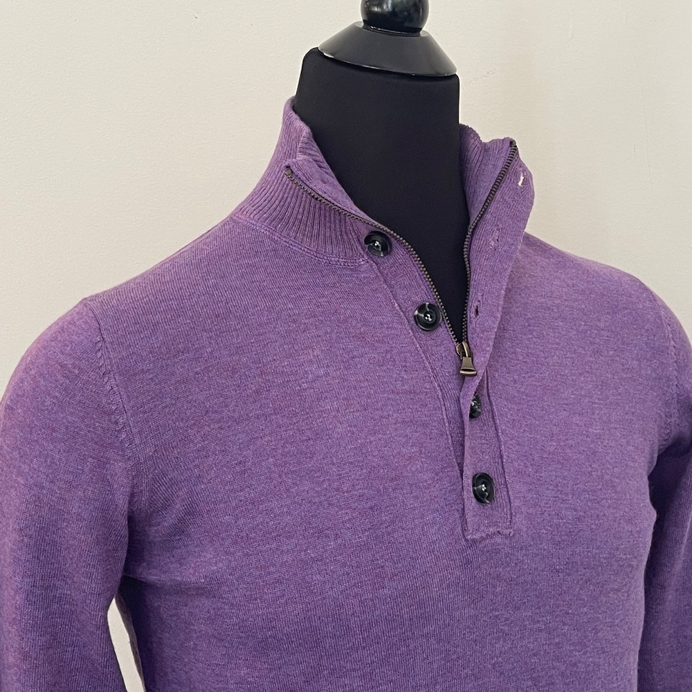 Hugo Boss Sweater Half Zip Buttons Purple Pullover